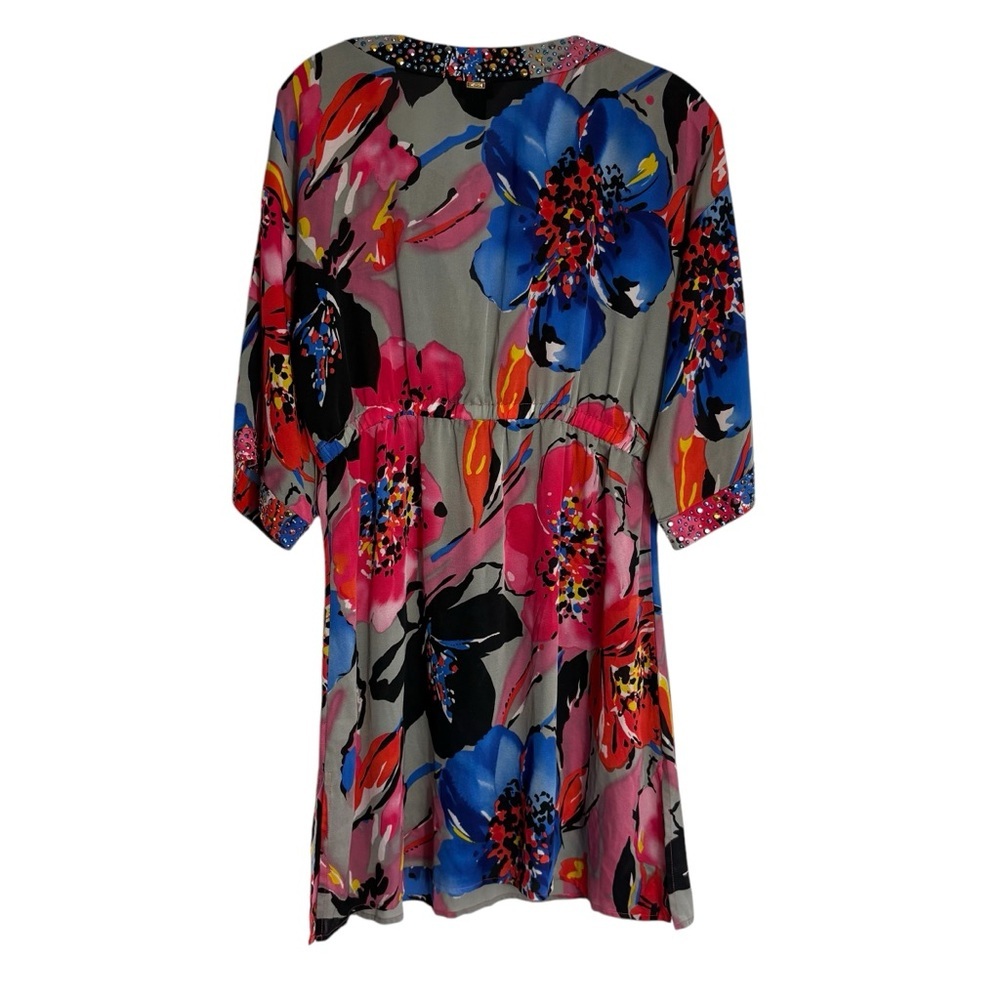 ST. JOHN Silk Blend Embellished Floral Multicolor Swim Cover-up Size Petite - Picture 4 of 10
